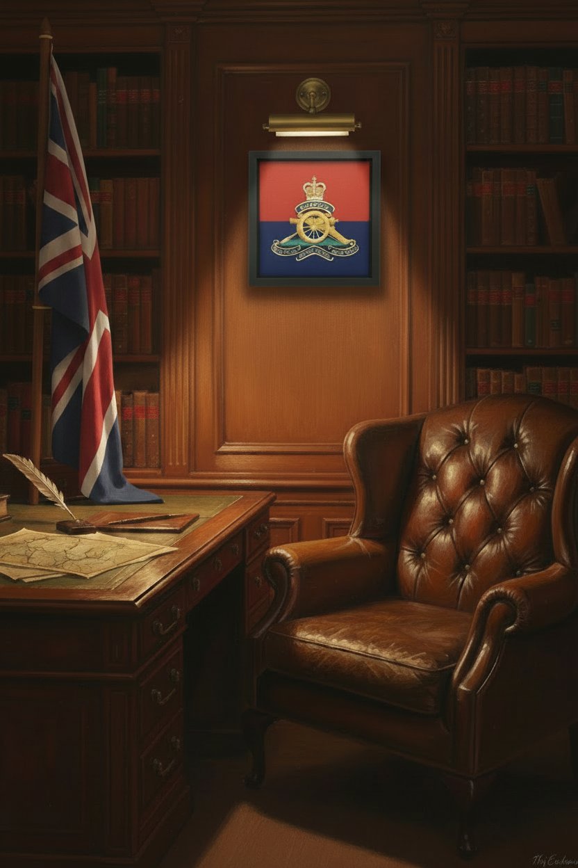 Royal Artillery Queen's Crown 3D Cap Badge Display Frame