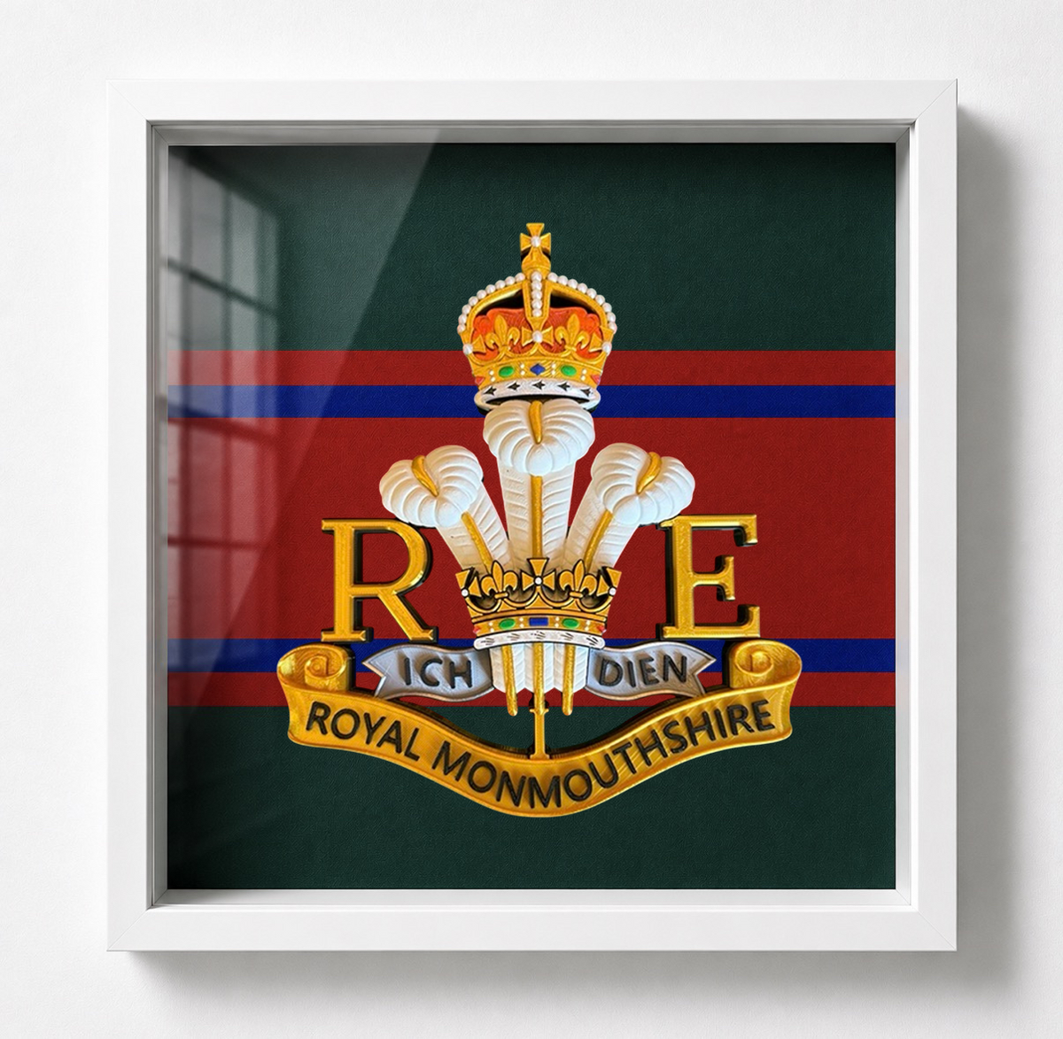 Royal Monmouthshire Royal Engineers King's Crown Cap Badge Frame