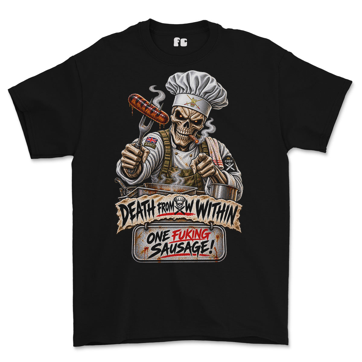 Army Chef One Sausage Rule Printed T-Shirt