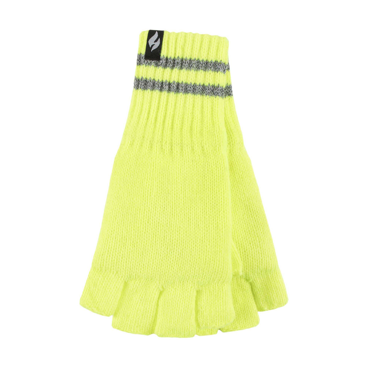 Mens Hi Vis Reflective Fleece Lined Thermal Winter Fingerless Gloves