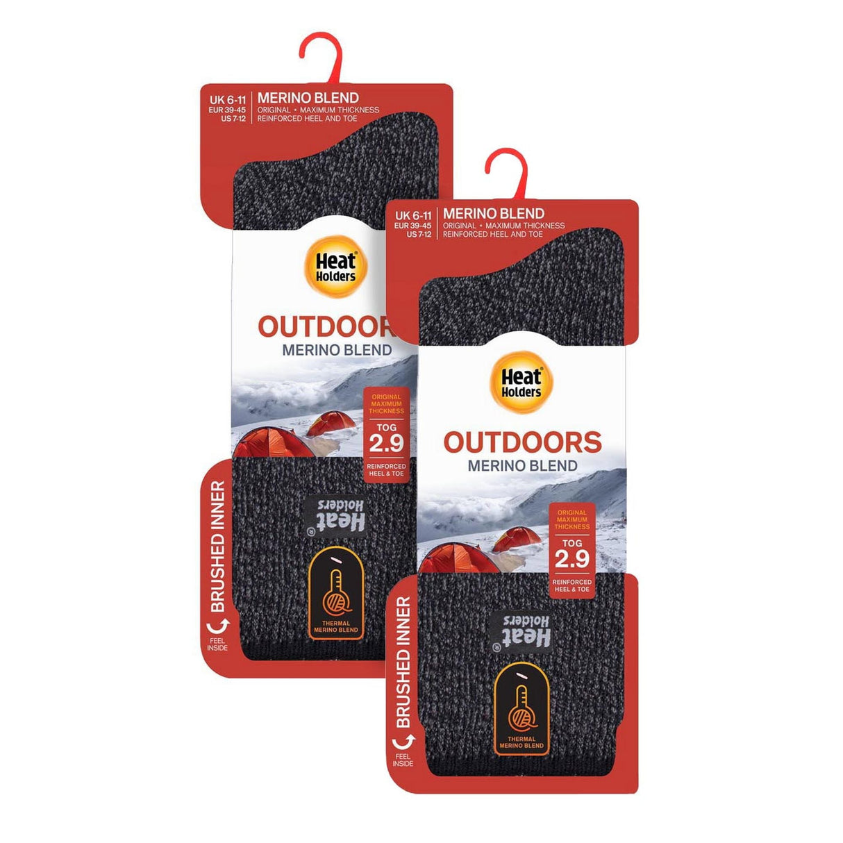 Mens 2 Pack Merino Wool Thermal Socks