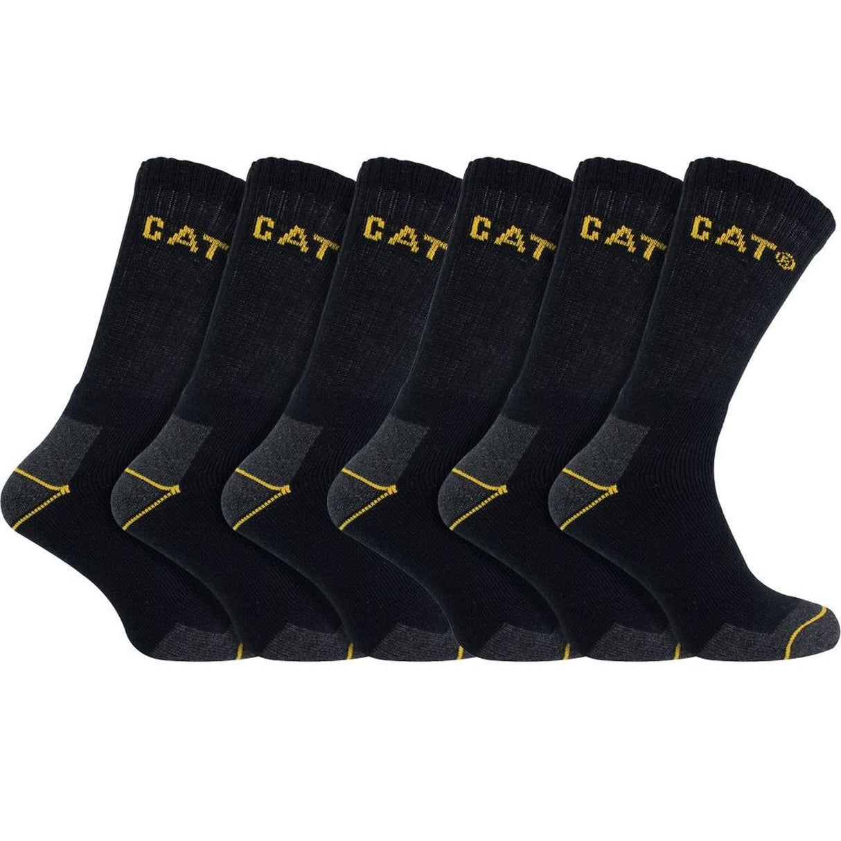 CAT 6 Pack Unisex Heavy Duty Work Socks for Steel Toe Boots