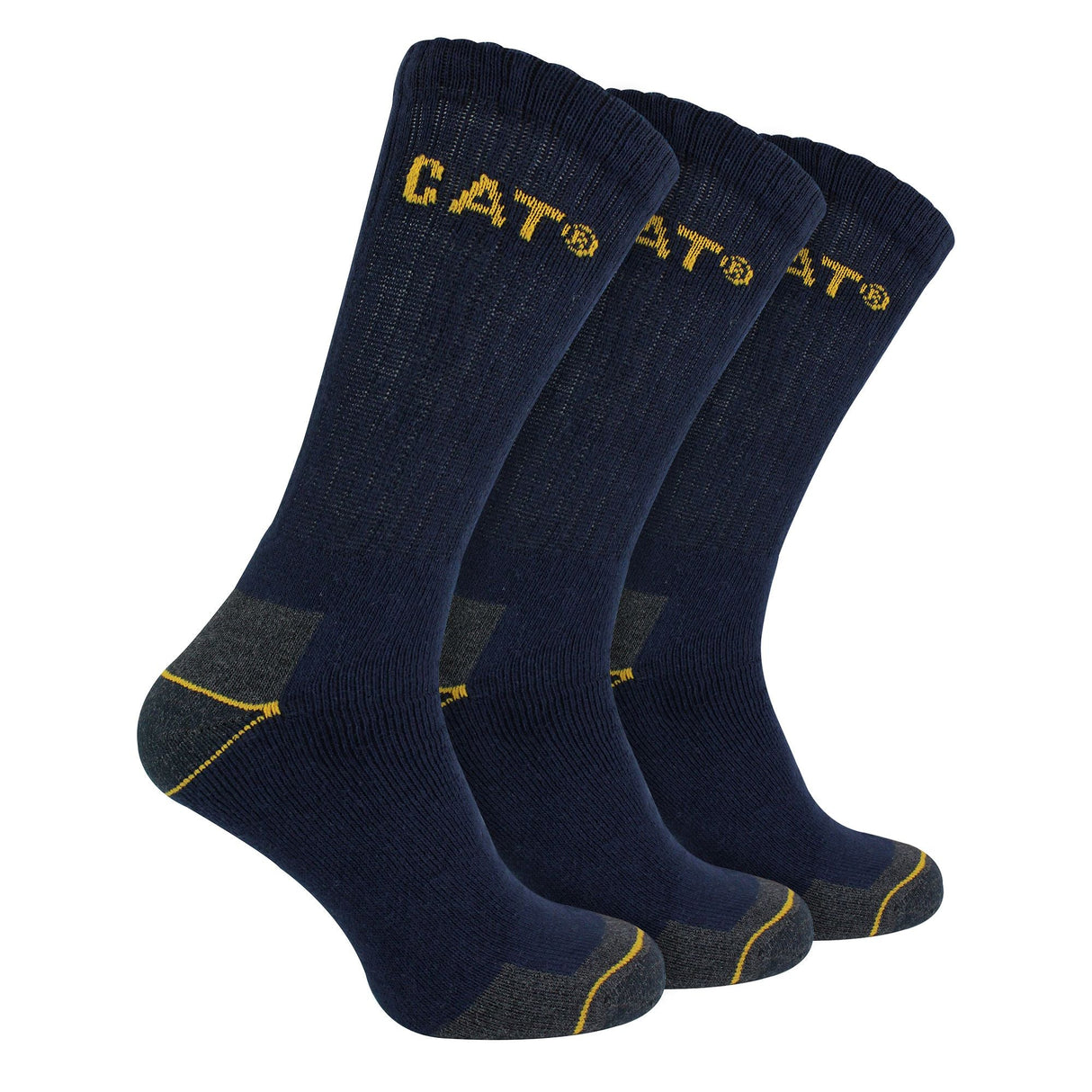 CAT Mens 3 Pack Real Work Socks with Cushioned Heel & Toe