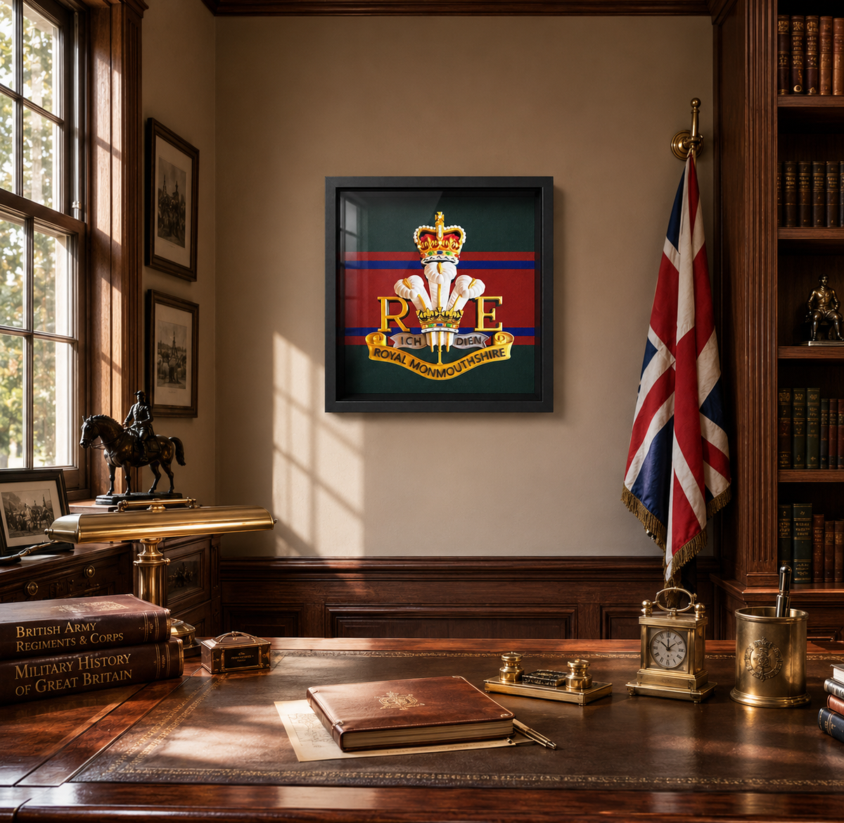 Royal Monmouthshire Royal Engineers Cap Badge Display Frame
