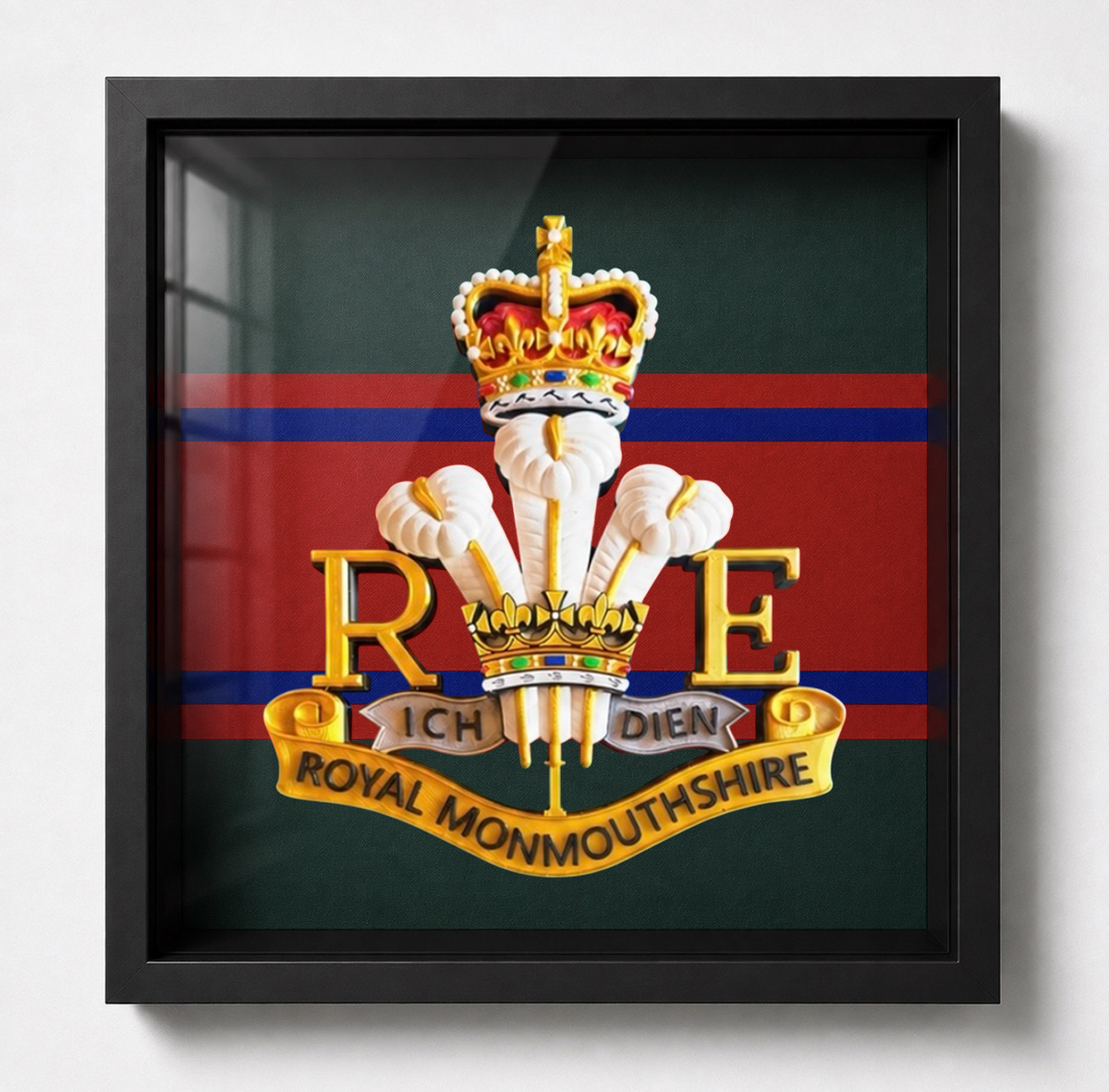 Royal Monmouthshire Royal Engineers Cap Badge Display Frame
