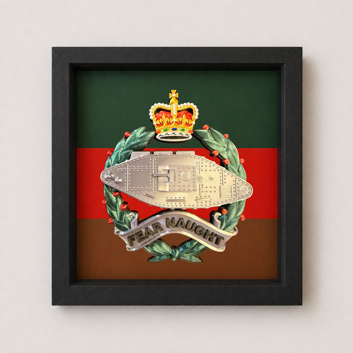 Royal Tank Regiment Queen's 3D Cap Badge Display Frame