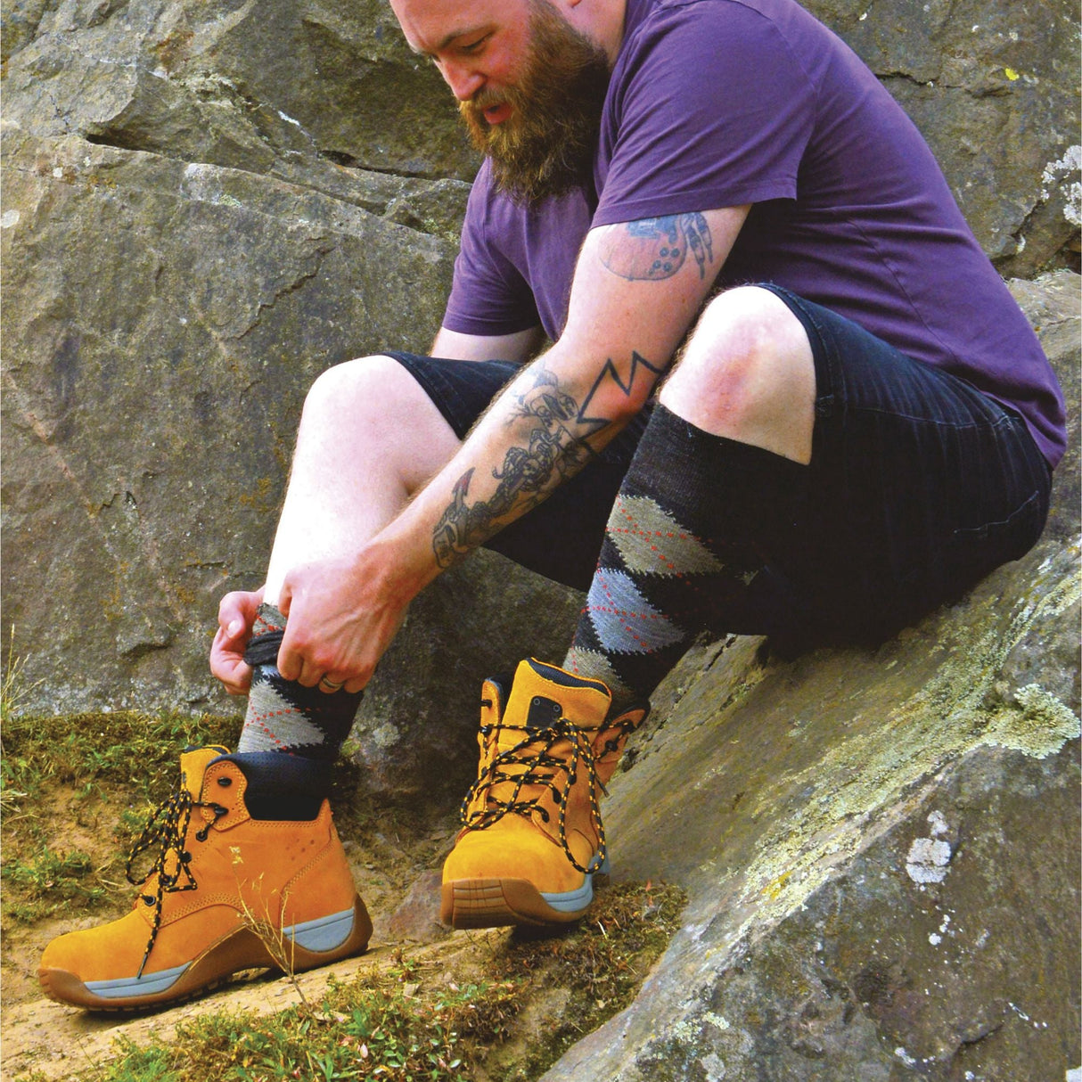 12 Pair Mens Soft Lambswool Honeycomb Top Argyle Patterned Socks