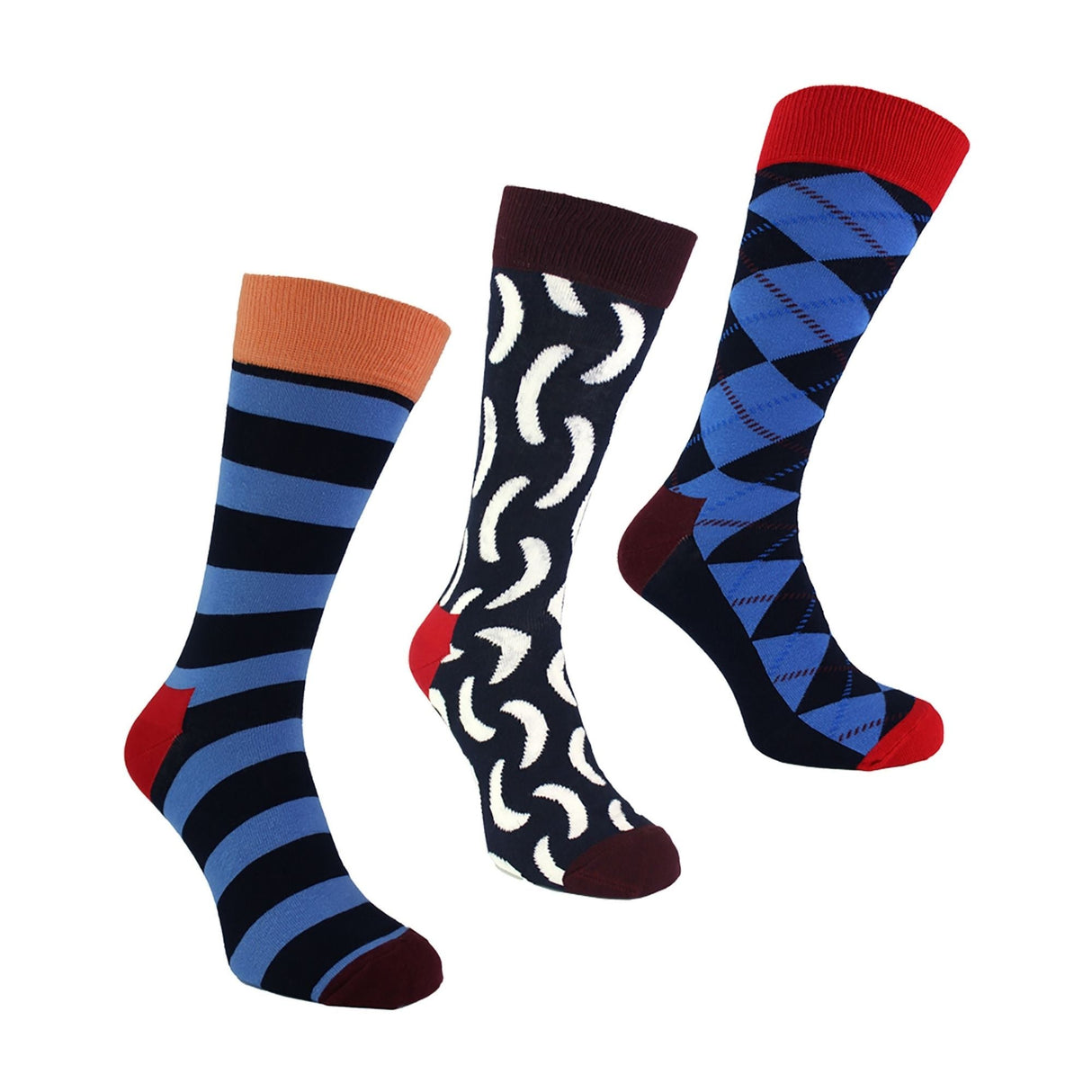 Pack of 3 Classic Argyle Patterned Mens Dress Socks Colorful Argyle Socks