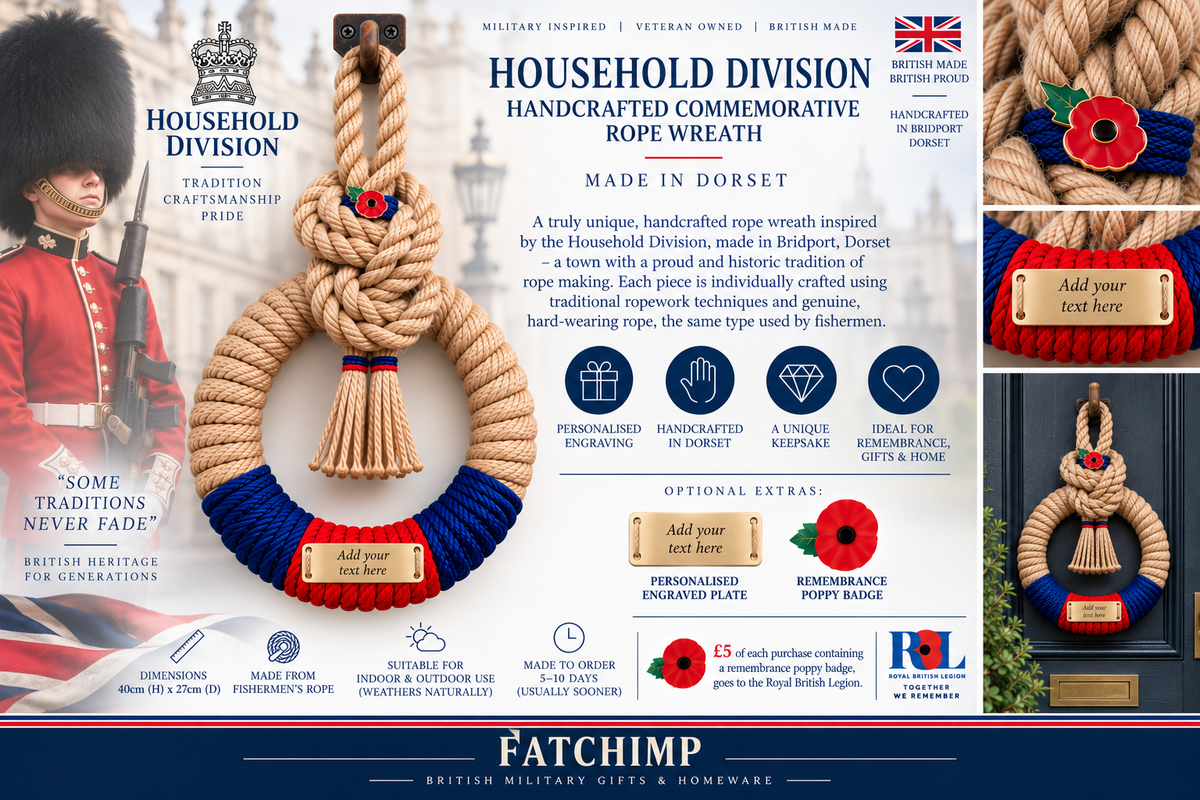 Household Division Handcrafted Commemorative Rope Wreath - Made in Dorset