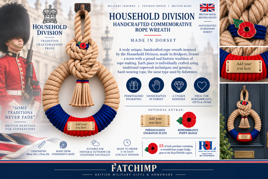 Household Division Handcrafted Commemorative Rope Wreath - Made in Dorset