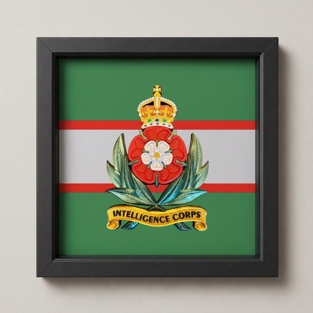 Intelligence Corps King's 3D Cap Badge Display Frame
