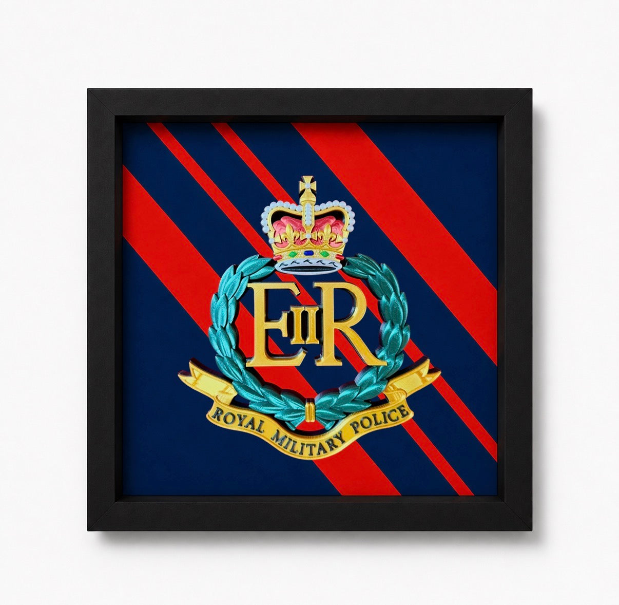 Royal Military Police Queen's Crown 3D Cap Badge Display Frame