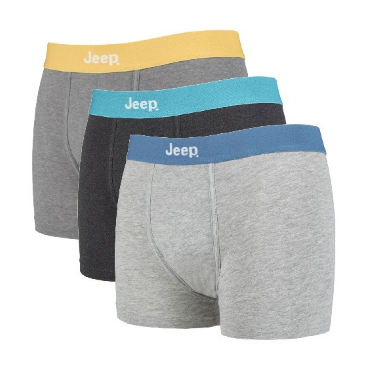 Jeep 3 Pack Mens Cotton Rich Blend Everyday Fitted Boxer Shorts