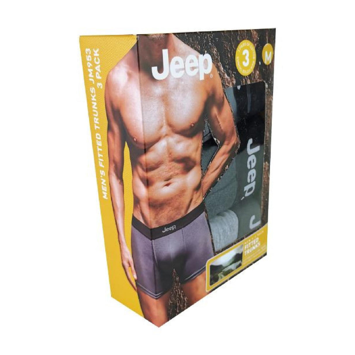 Jeep 3 Pack Mens Cotton Rich Blend Everyday Fitted Boxer Shorts
