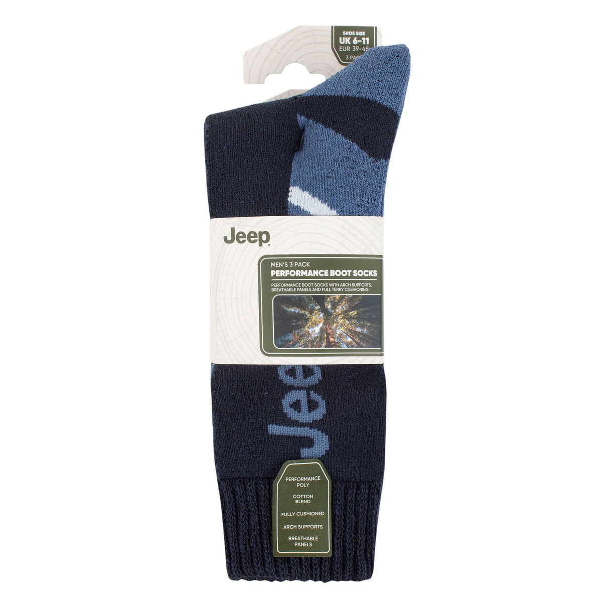Jeep 3 Pack Mens Walking Boot Socks Performance Outdoor Socks for Hiking