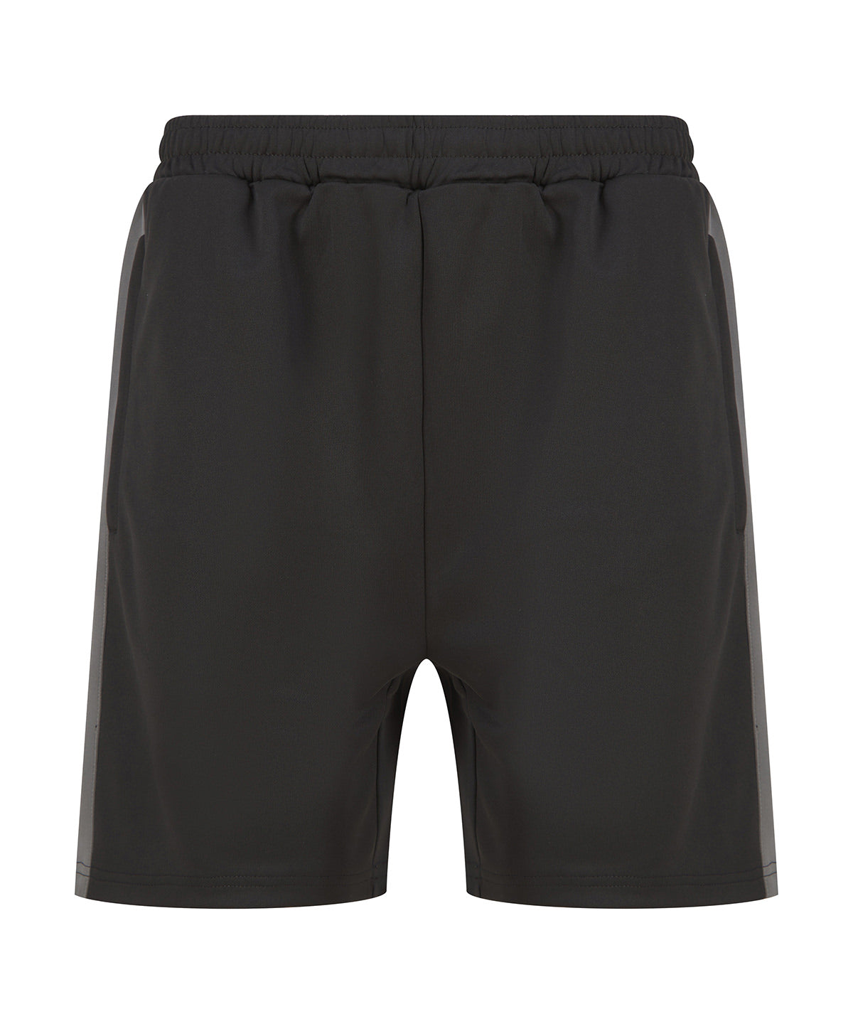 Black shorts with a side stripe on a white background