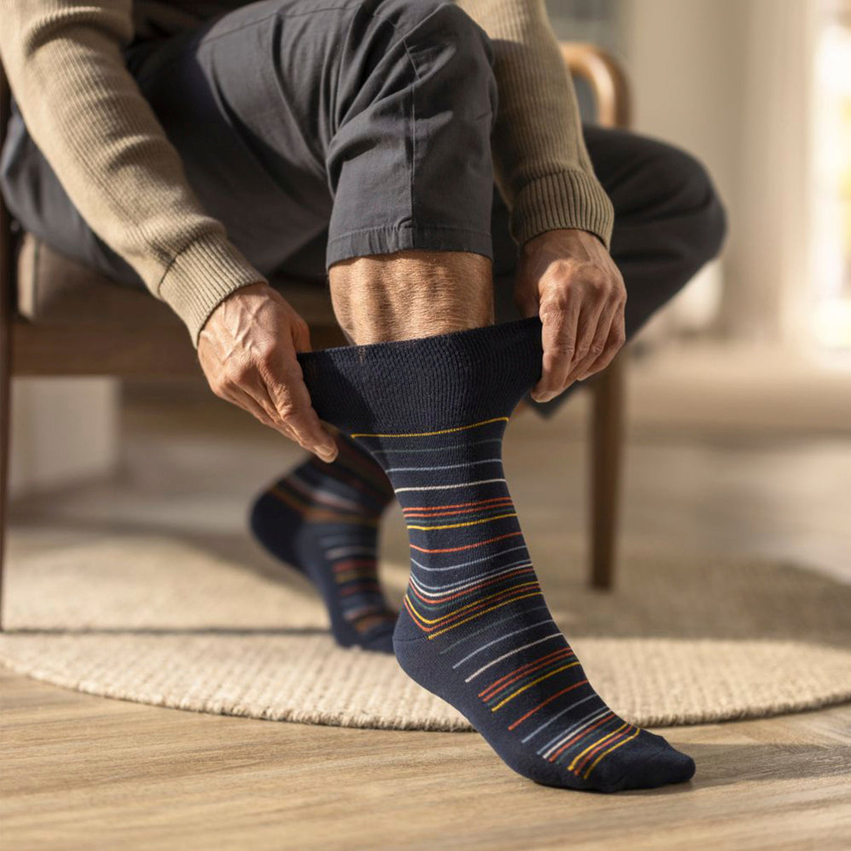 12 Pairs Mens Cotton Socks Patterned Soft Non-Binding Everyday Socks