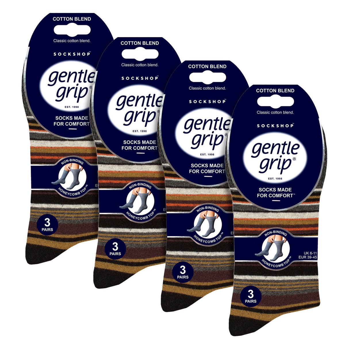 12 Pairs Mens Cotton Socks Patterned Soft Non-Binding Everyday Socks