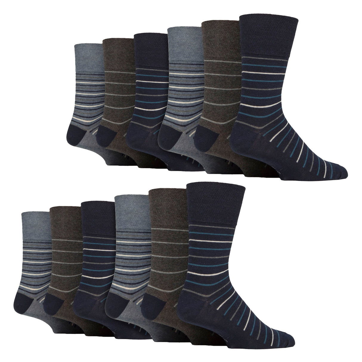 12 Pairs Mens Cotton Socks Patterned Soft Non-Binding Everyday Socks