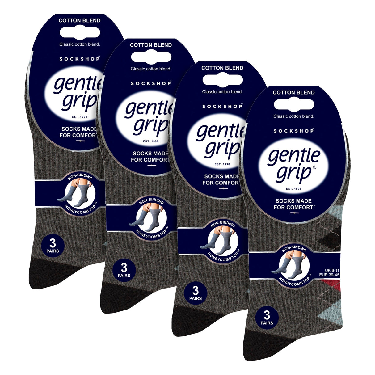 12 Pairs Mens Cotton Socks Patterned Soft Non-Binding Everyday Socks