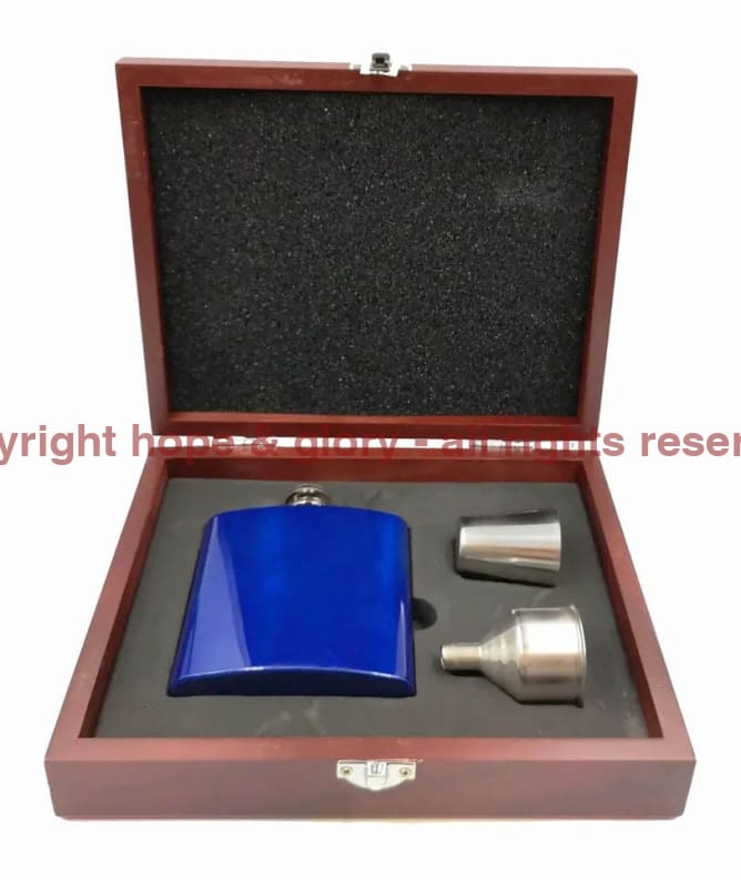 Armed Forces Engraved 6oz Hip Flask Set in Wooden Case
