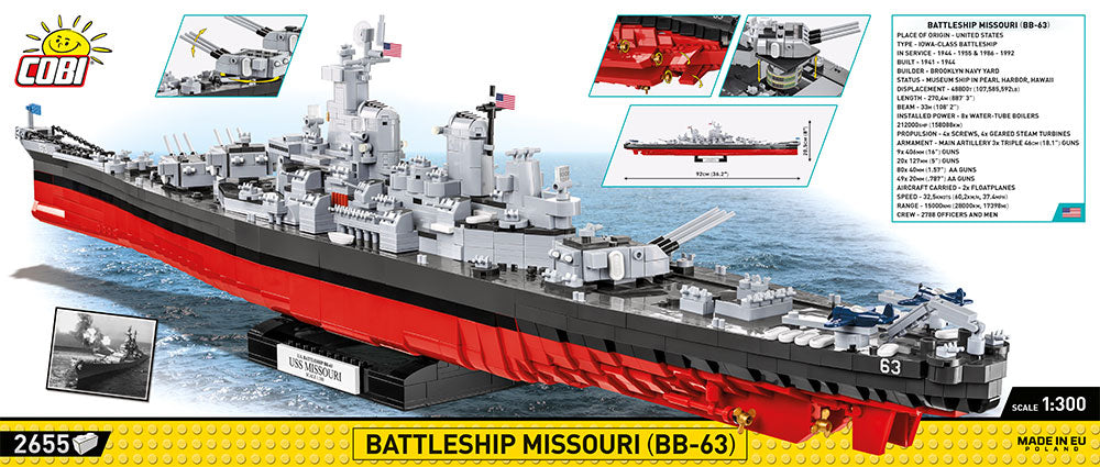 USS Missouri Battleship brick model - COBI 4837 - 2640 Bricks