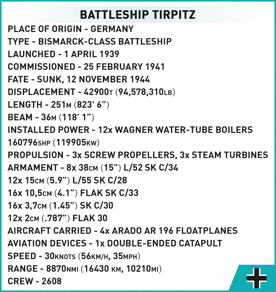 Battleship Tirpitz brick model - COBI 4839 - 2910 Bricks