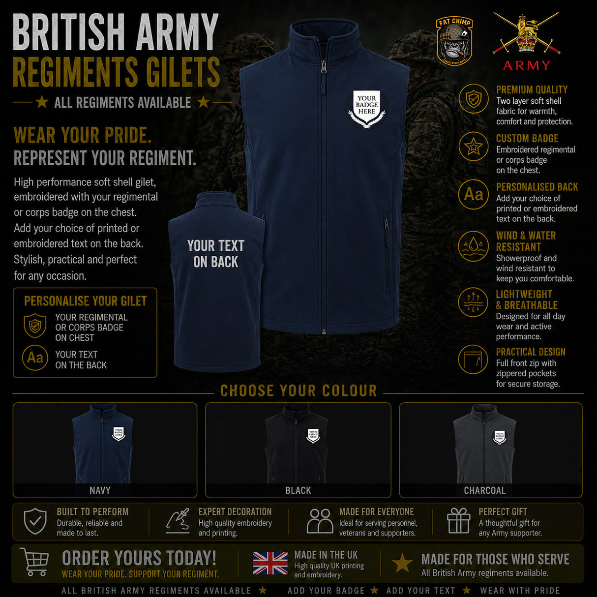 British Army Units Pro Two Layer Soft Shell Gilet
