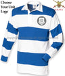 British Army Units Striped Rugby Shirt Small - 36/38 Inch Chest / White/Royal Blue