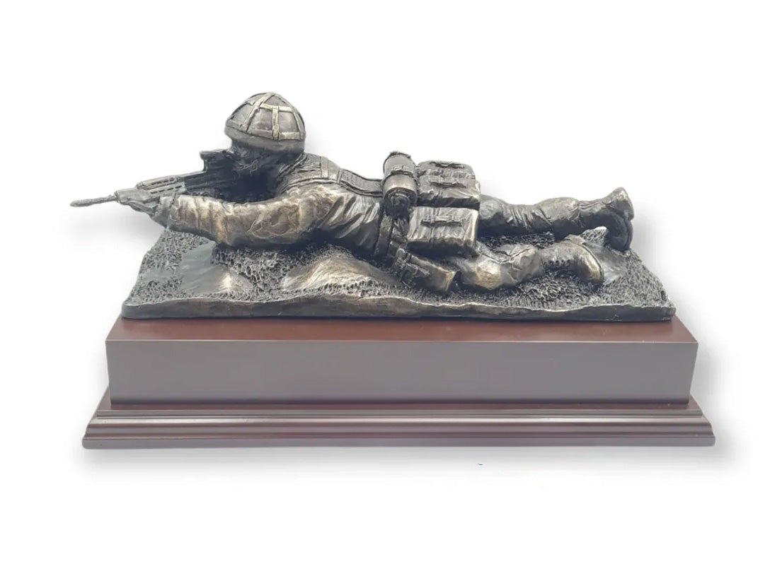 Prone British Army Soldier Cold Cast Bronze Statue