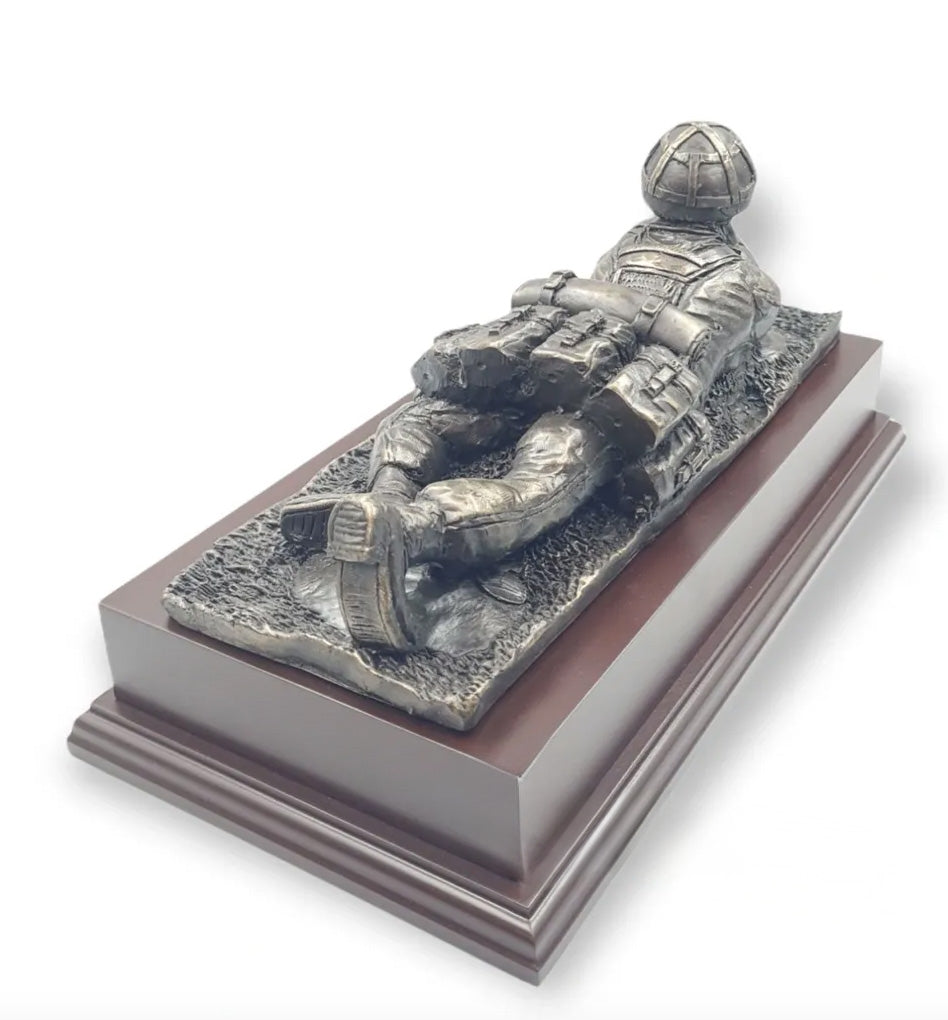 Prone British Army Soldier Cold Cast Bronze Statue