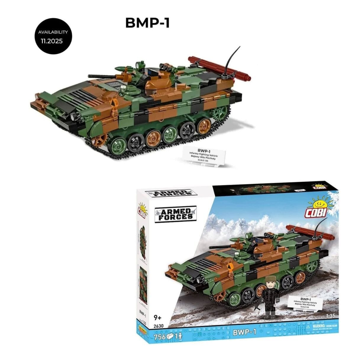 BWP-1 infantry fighting vehicle brick model - COBI 2630 - 756 bricks