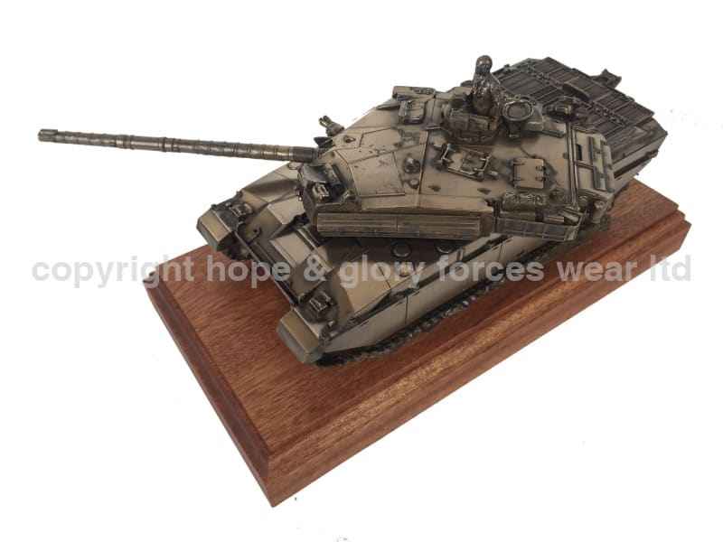 Military Statue - Challenger 1 Main Battle Tank Mahogany Mounted Cold Cast Bronze Statue