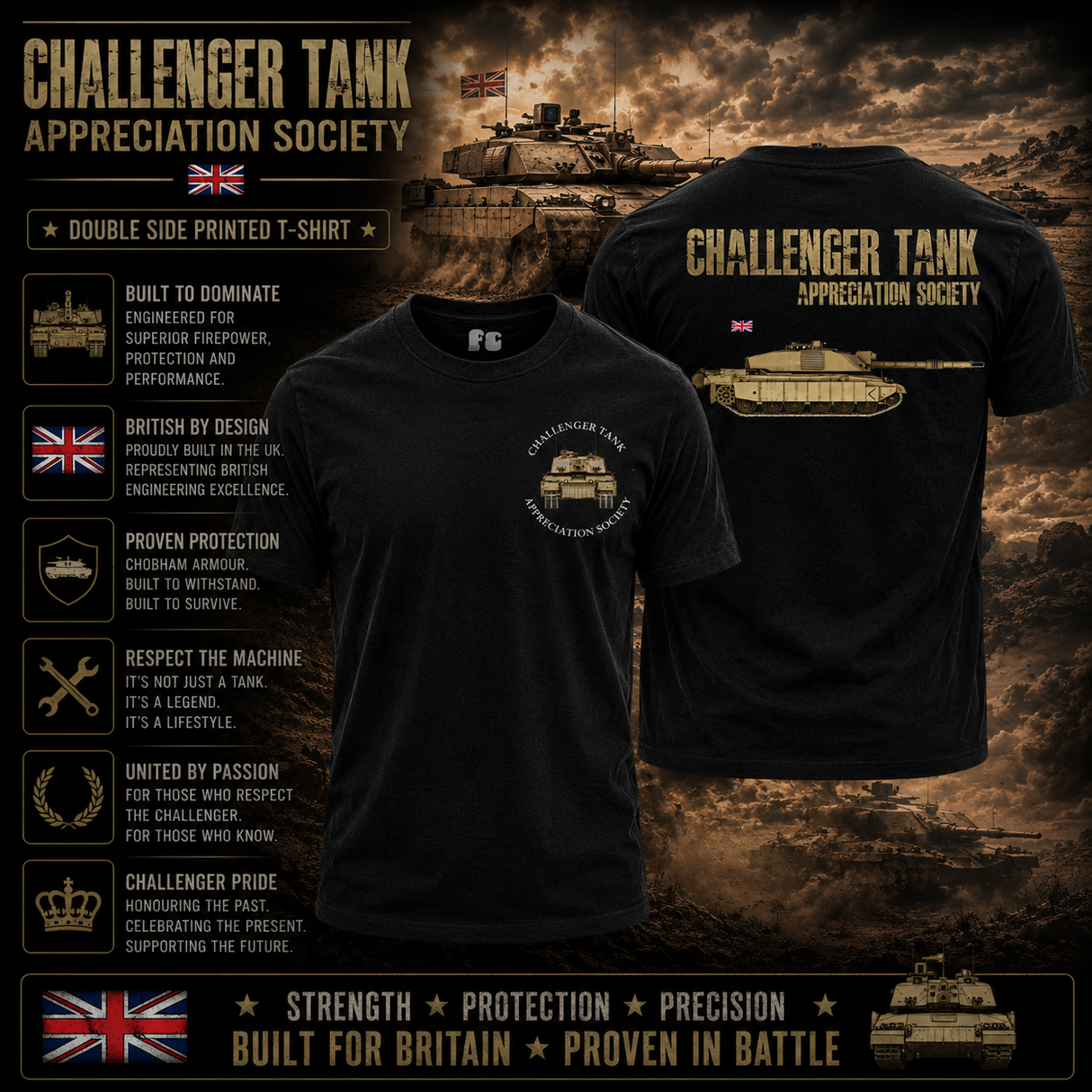 Challenger Tank Appreciation Society Double Print T-Shirt