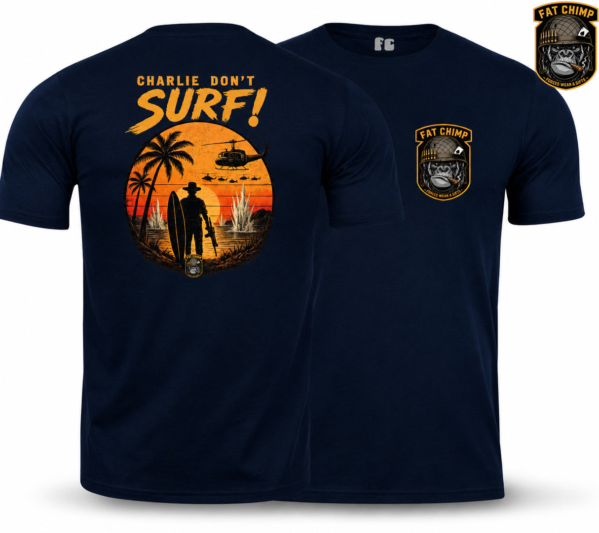 Charlie Don't Surf Retro Military Double Print T-Shirt