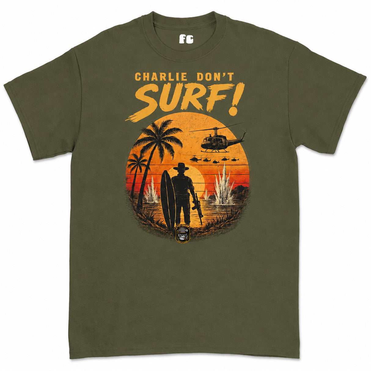 Charlie Don't Surf Vietnam era retro Printed T-Shirt