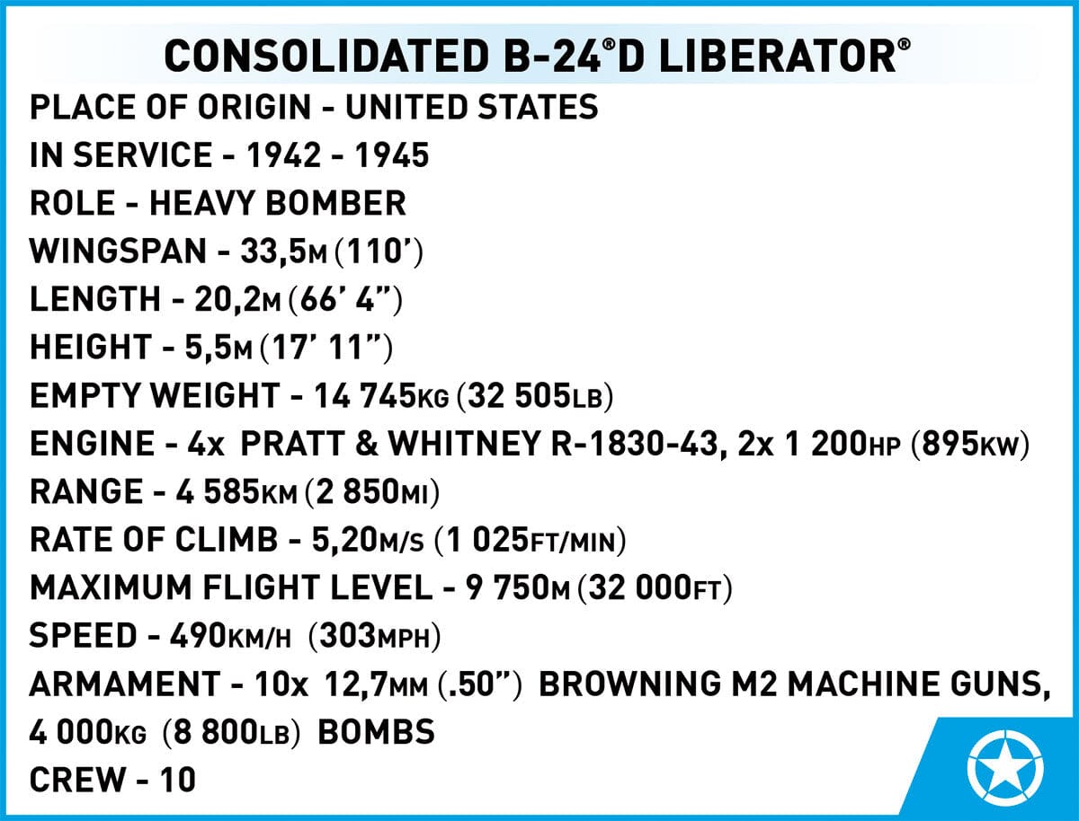 Consolidated B-24 D Liberator brick plane model - COBI 5739 - 1445 bricks
