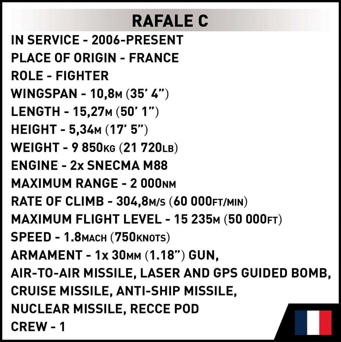 Dassault Rafale C brick plane model