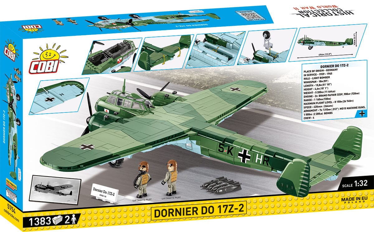 Dornier D0-17Z-2 brick plane model- COBI 5754- 1360 bricks