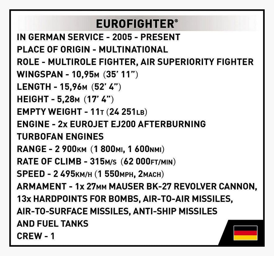 Eurofighter Typhoon (Germany) brick plane model - COBI 5848 - 644 bricks