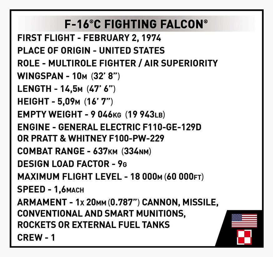 F-16C Fighting Falcon (Polish Version) brick plane model - COBI 5910 - 460 bricks