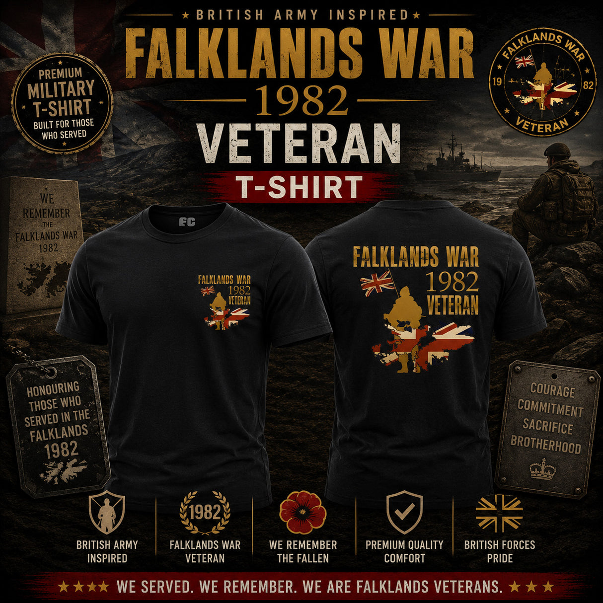 Falklands War Veteran Double Print T-Shirt