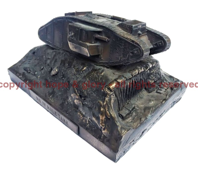 Military Statue - World War One Mark IV Male Tank 1/72 Cold Cast Bronze Military Statue