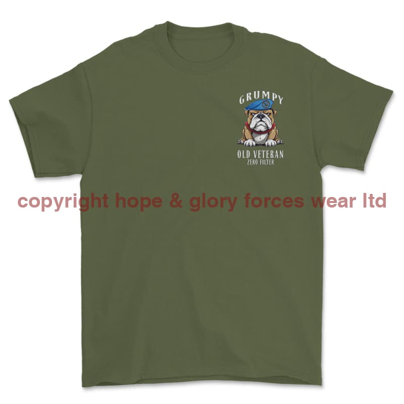 Grumpy Old Army Air Corps Veteran Left Chest Printed T-Shirt