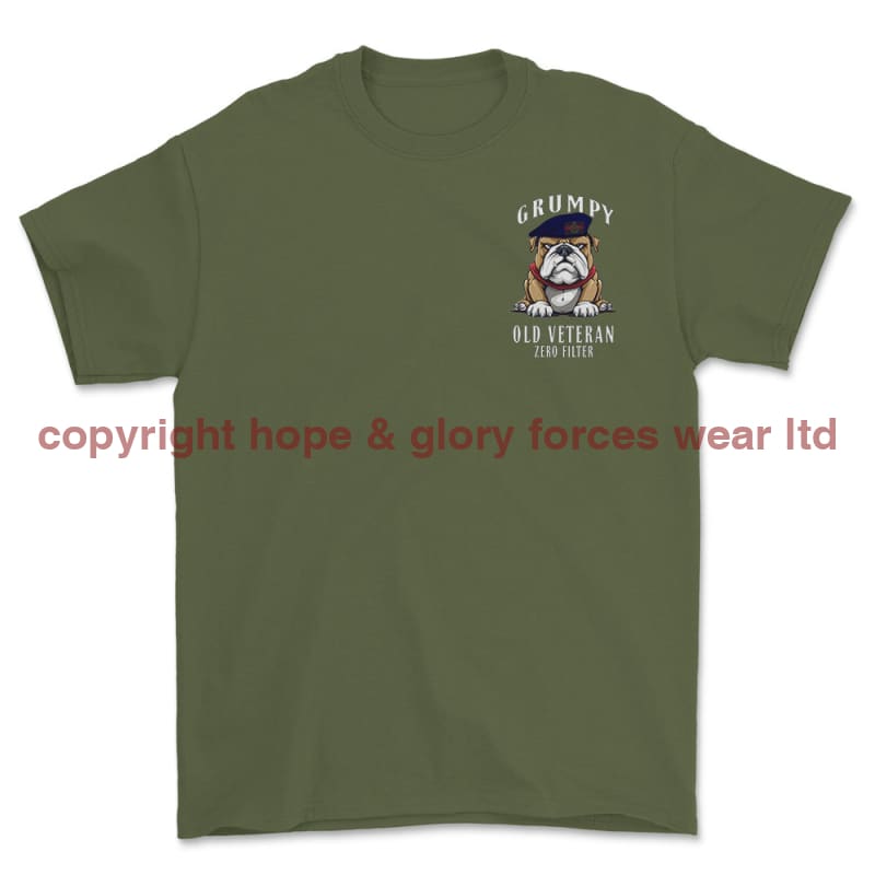 Grumpy Old Blues And Royals Veteran Left Chest Printed T-Shirt