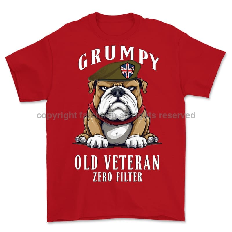 Grumpy Old British Army Veteran Printed T-Shirt Small 34/36’ / Red