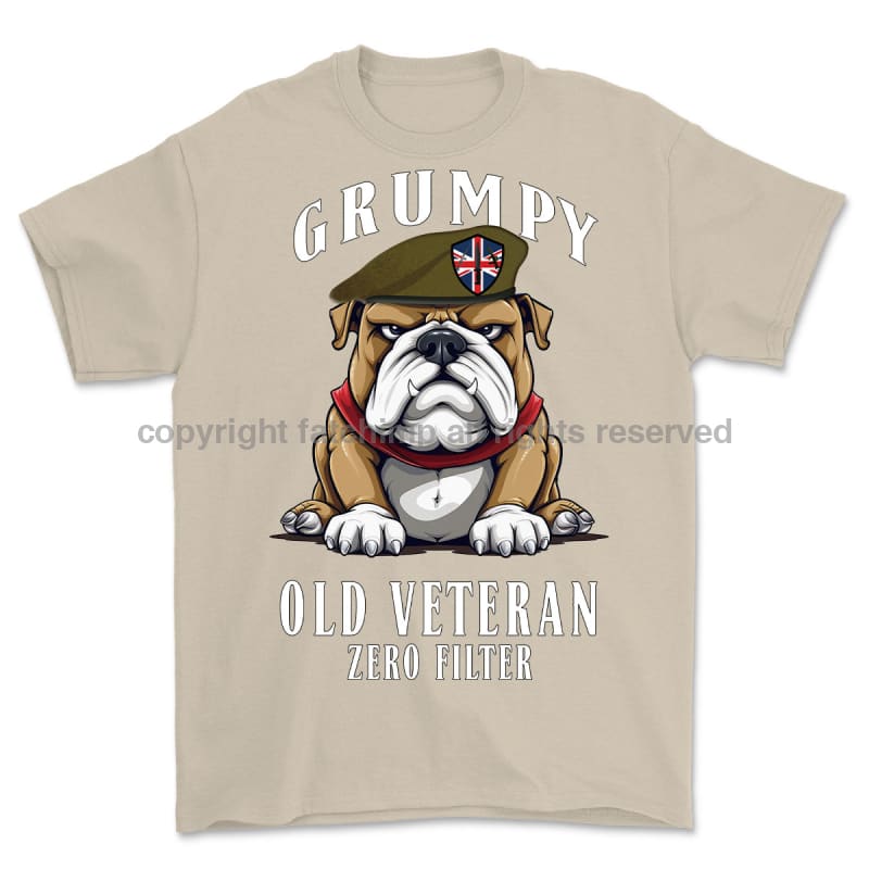 Grumpy Old British Army Veteran Printed T-Shirt Small 34/36’ / Sand