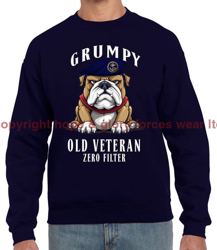 Grumpy Old Royal Navy Veteran Front Printed Sweater