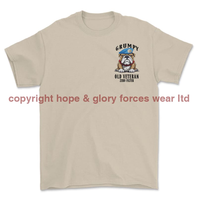 Grumpy Old UN Veteran Left Chest Printed T-Shirt