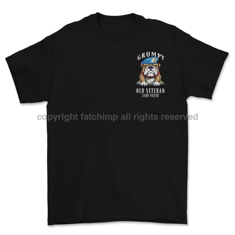 Grumpy Old UN Veteran Left Chest Printed T-Shirt